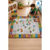 Nizal Home Eğitici Yıkanabilir Tekrar Boyanabilir Çocuk Odası Oyun Matı Boyama Halısı Boya Kalem Seti Hediye - Kırmızı - 20 x 20 cm