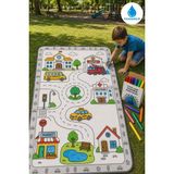 Nizal Home Eğitici Yıkanabilir Tekrar Boyanabilir Çocuk Odası Oyun Matı Boyama Halısı Boya Kalem Seti Hediye - Pembe - 80 x 120 cm
