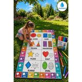 Nizal Home Eğitici Yıkanabilir Tekrar Boyanabilir Çocuk Odası Oyun Matı Boyama Halısı Boya Kalem Seti Hediye - Pembe - 80 x 120