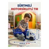 Nizam Oyuncak Motosiklet taşıyan polis tır seti mavi renk vakumlu