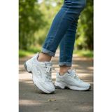 Nizie Retro Stil Beyaz Comfort Taban Kadın Sneaker Ayakkabı