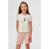 NK 08-14 Yaş Kız Çocuk Ekru Buıldıng T-Shirt - Ekru - 9 Yaş