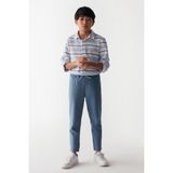 Nk Kids Erkek Çocuk Lastikli Bel %100 Pamuk Keten Pantolon 66324 Indigo - 8 Yaş