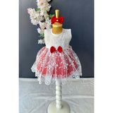 Nk Kids Saç Bantlı Dantelli Bebek Elbise PNPN136 - 6 Ay - Kırmızı
