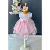 Nk Kids Saç Bantlı Dantelli Bebek Elbise PNPN136 - 6 Ay - Pembe