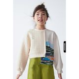 NK Kız Çocuk Academy Yazılı Kapitone Sweatshirt - Krem - Yeşil - 11 - 12 Yaş