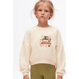 NK Kız Çocuk Pamuklu Iki Iplik Önü Baskılı Sweatshirt - Krem - 5 Yaş