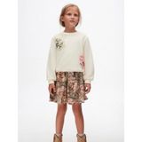 NK Kız Çocuk Pamuklu Orta Kalınlık Batik Desenli Sweatshirt - Krem - 4 Yaş