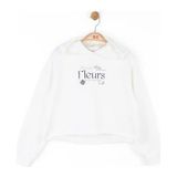 NK Kız Çocuk Pamuklu Sırtı Tirko Detaylı Fleurs Sweatshirt - 10 Yaş - Ekru
