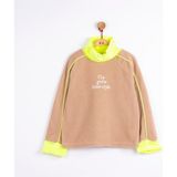 NK Kız Çocuk Peluş Yumuşak Kolları Boğazı Lastikli Sweatshirt - Vizon - 9 Yaş