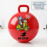 Nk Spor 55 cm Kırmızı Zıp Zıp Pilates Topu - Tutma Saplı Zıplama Topu - Çocuk ve Yetişkin Için Kondisyon Topu-Kulplu Egzersiz ve Oyun Topu (Anti-Burst)
