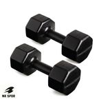 NK SPOR 5kg Dambıl (Dumbbell) Ağırlık Antrenman - Güç Ağırlığı- Egzersiz - Ağırlık Seti-Fitness-Gym-Evde Spor (Siyah)