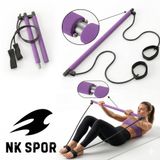 Nk Spor Taşınabilir Pilates Barı Seti - Direnç Lastikli Egzersiz Çubuğu-Profesyonel Pilates Barı - Ev Tipi Fitness ve Yoga Direnç Bandı Seti
