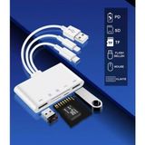 NK1032 Pro Type-C Lightning Usb-A To 2x Usb3.0 Sd Tf Pd Kart Okuyucu Çevirici Hub Adaptör - 1 GB - 00-Siyah - Beyaz - Option-1