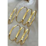 NKIE JEWELS 7 Gold Adet Cm Bilezik Detaylı 22 Düz 6.5mm Kalın Ajda Çelik
