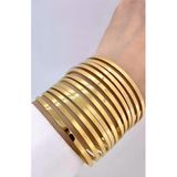 NKIE JEWELS Düz 6.5mm Bilezik 22 Kalın Çelik Ajda Cm Gold Detaylı 12 Adet