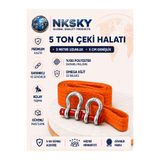 NKSKY 5 Ton Araç Çekme Halatı 3 Metre 5 cm Genişlik CE Belgeli Omega Kilitli Oto Çeki Halatı