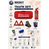 NKSKY EVA Çantalı 45 Parça Trafik Seti TÜVTÜRK Uyumlu İlk Yardım Seti | AB Onaylı ve CE Belgeli | Yeni Mevzuata Uygun