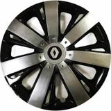 NKT GROUP Renault Kangoo Uyumlu 15 Inç Piano Black Siyah Beyaz Renkli Jant Kapağı 4 Adet