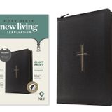 NLT Compact Giant Print Zipper Bible, Filament Enabled (Leatherlike, Black Cross, Indexed, Red Letter)