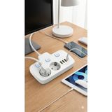 N&M Store 2500W Akım Korumalı Priz 2 Metre 2 Li Ac 3 USB 1 Type-C Pd Hızlı Şarjlı Bağımsız Düğmeli - Beyaz