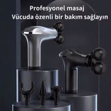 N&M Store 4 Başlıklı Şarjlı Masaj Tabancası Fizyoterapi Etkili Kas Gevşetici Bel Boyun Masaj Aleti