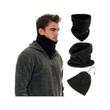 N&M Store Nm Store® Çok Fonksiyonlu Siyah Unisex Terletmez Kumaş Ipli Polar Bere Boyunluk