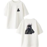 Nmg Tekstil Beyaz Oversize Pamuk Ağaç Pilot Ön Arka Baskılı Örme T-Shirt - XL