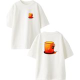 Nmg Tekstil Beyaz Oversize Pamuk Ai Sallama Çay Ön Arka Baskılı Örme T-Shirt - XS