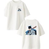 Nmg Tekstil Beyaz Oversize Pamuk Batman Beyzball Ön Arka Baskılı Örme T-Shirt