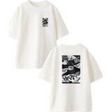 Nmg Tekstil Beyaz Oversize Pamuk Batman Karikatür Ön Arka Baskılı Örme T-Shirt