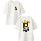 Nmg Tekstil Beyaz Oversize Pamuk Batmin Ön Arka Baskılı Örme T-Shirt - XL