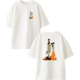 Nmg Tekstil Beyaz Oversize Pamuk Dar Ağacında Yanmak Ön Arka Baskılı Örme T-Shirt