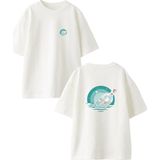Nmg Tekstil Beyaz Oversize Pamuk Dilek Şişesi Ön Arka Baskılı Örme T-Shirt