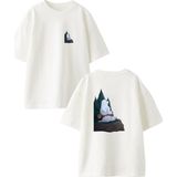 Nmg Tekstil Beyaz Oversize Pamuk Fok Balığı Kutup Ayısı Ön Arka Baskılı Örme T-Shirt - XS