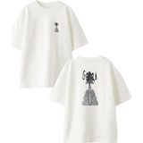 Nmg Tekstil Beyaz Oversize Pamuk Gojira Ağaç Gölge Ön Arka Baskılı Örme T-Shirt - XL