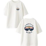 Nmg Tekstil Beyaz Oversize Pamuk Kar Gözlüğü Ön Arka Baskılı Örme T-Shirt