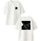 Nmg Tekstil Beyaz Oversize Pamuk Siyah Gömlek Anime Ön Arka Baskılı Örme T-Shirt