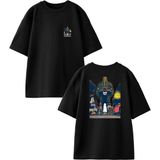 Nmg Tekstil Siyah Oversize Pamuk Ağaç Adamlar Çocuklar Ön Arka Baskılı Örme T-Shirt - XS