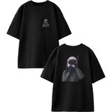 Nmg Tekstil Siyah Oversize Pamuk Ağaç Pilot Ön Arka Baskılı Örme T-Shirt - XL