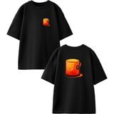 Nmg Tekstil Siyah Oversize Pamuk Ai Sallama Çay Ön Arka Baskılı Örme T-Shirt - XS