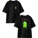 Nmg Tekstil Siyah Oversize Pamuk Bezelye Yumurcak Ön Arka Baskılı Örme T-Shirt - XL