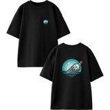 Nmg Tekstil Siyah Oversize Pamuk Dilek Şişesi Ön Arka Baskılı Örme T-Shirt