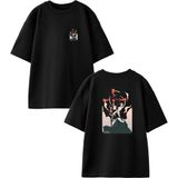 Nmg Tekstil Siyah Oversize Pamuk Elektro Dalga Gitar Ön Arka Baskılı Örme T-Shirt - XL