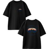 Nmg Tekstil Siyah Oversize Pamuk Kar Gözlüğü Ön Arka Baskılı Örme T-Shirt