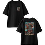 Nmg Tekstil Siyah Oversize Pamuk Kurukafa Lego Ön Arka Baskılı Örme T-Shirt - XL