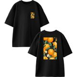 Nmg Tekstil Siyah Oversize Pamuk Portakal Dalında Ön Arka Baskılı Örme T-Shirt - XL