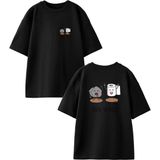 Nmg Tekstil Siyah Oversize Pamuk Tuvalet Kağıdı Taş Rock Ön Arka Baskılı Örme T-Shirt