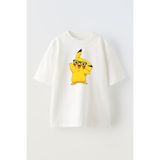 Nmg Tekstil Unisex Beyaz Oversize Pamuk Gözlüklü Pikachu Baskılı Örme T-Shirt