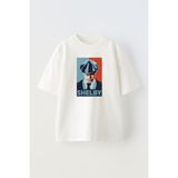 Nmg Tekstil Unisex Beyaz Oversize Pamuk Kasket Shelby Baskılı Örme T-Shirt
